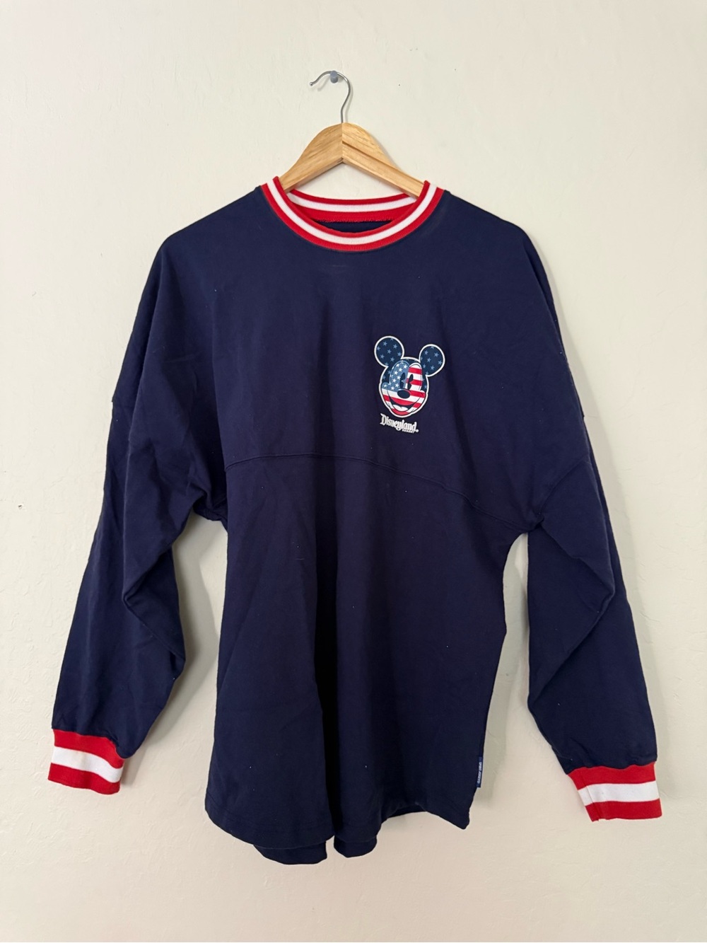 Disney Womens Navy Red-Trim Long Sleeve Tee